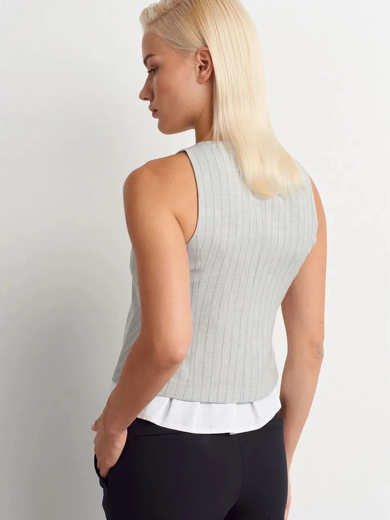 ديلفين DILVIN Striped Crop Waistcoat