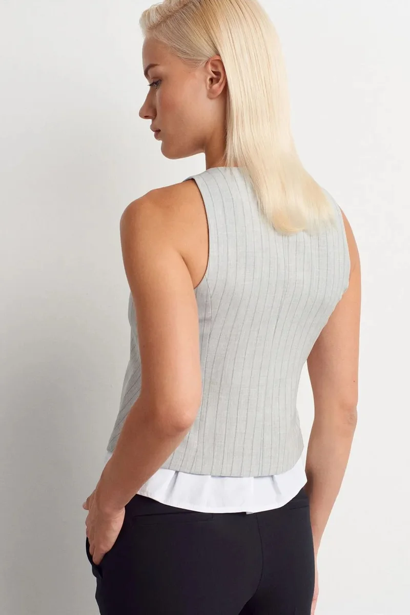 ديلفين DILVIN Striped Crop Waistcoat