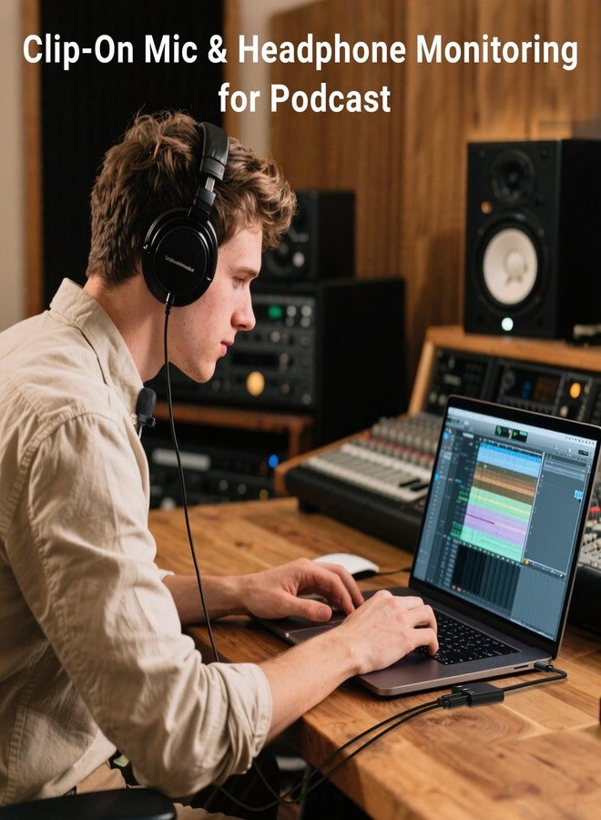 Cubilux USB C Microphone Adapter with Dual 3.5mm TRS Mic Input & Headphone Monitoring, for iPad, iPhone 16/15 Series, Android, Tablet, Ideal for Podcast, Zoom, Interview, Vlog - Image 4