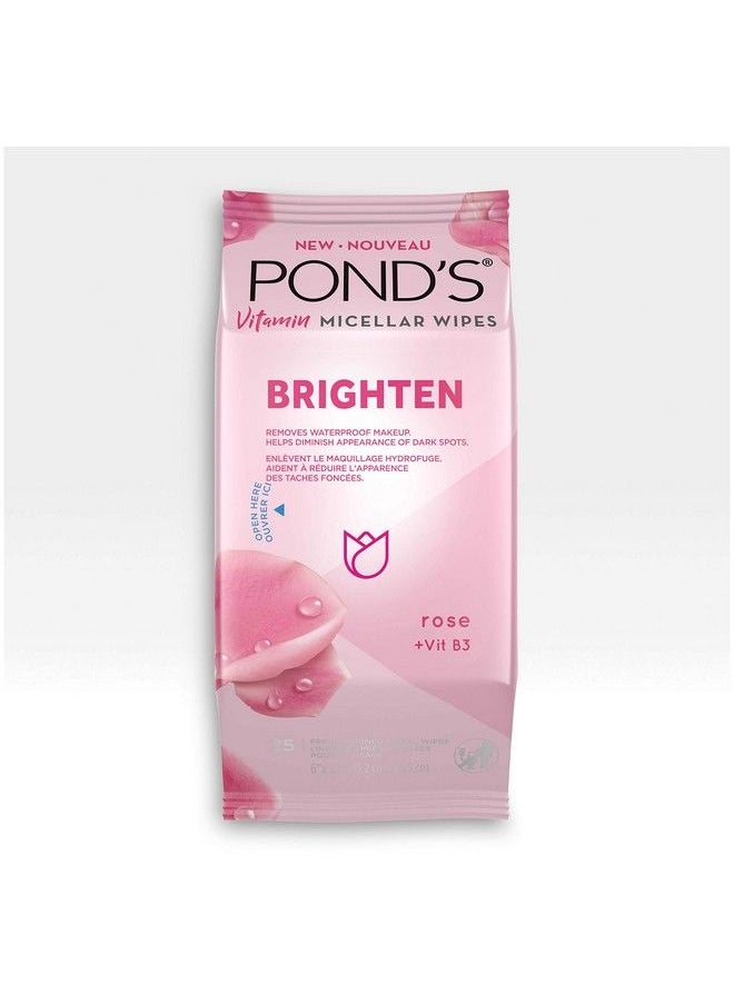Pond's Vitamin Micellar Wipes For Dark Spots Brighten Rose Removes Waterproof Makeup 25 Wipes  - Image 3