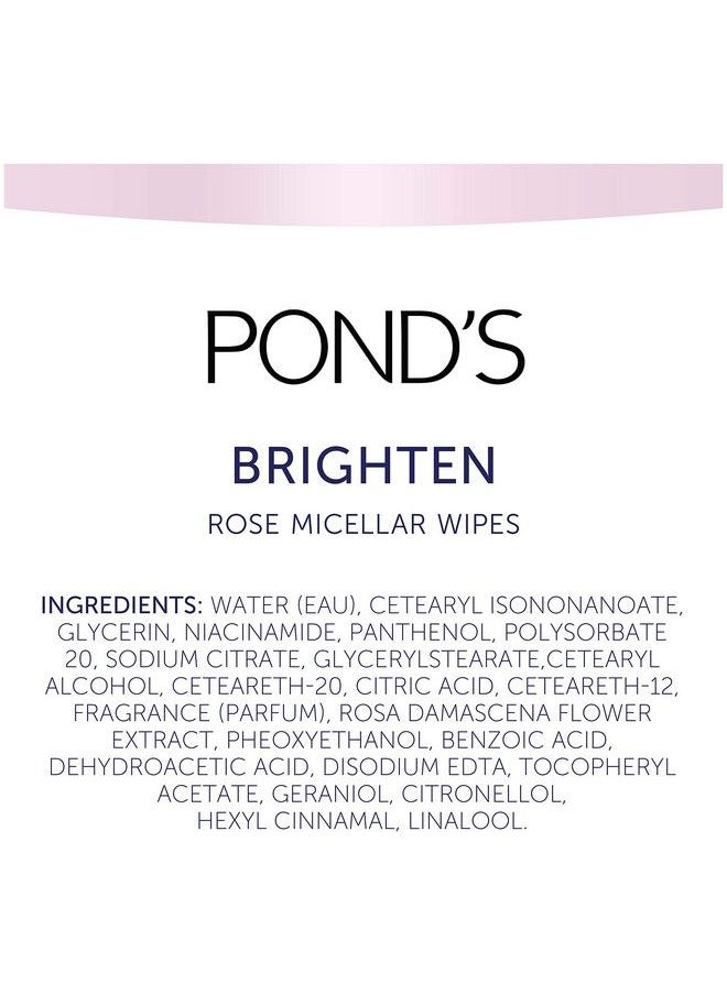 Pond's Vitamin Micellar Wipes For Dark Spots Brighten Rose Removes Waterproof Makeup 25 Wipes  - Image 5