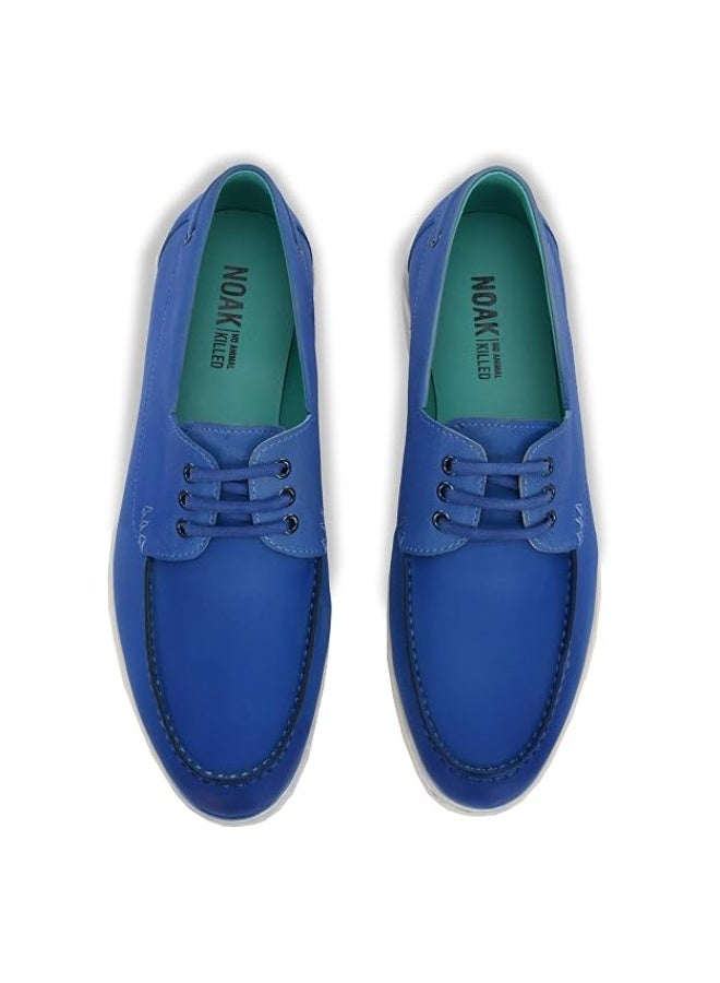 Noak Men's Wanderers Canvas & Cactus Leather Boat Shoes - Comfortable, Flexible, Breathable - Blue, 7 UK - Image 3