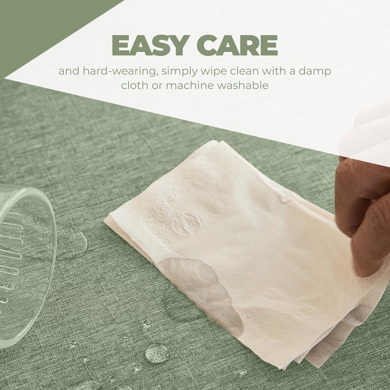 Waterproof Faux Linen Round Tablecloth - Sage Green, 60 Inch - Image 5