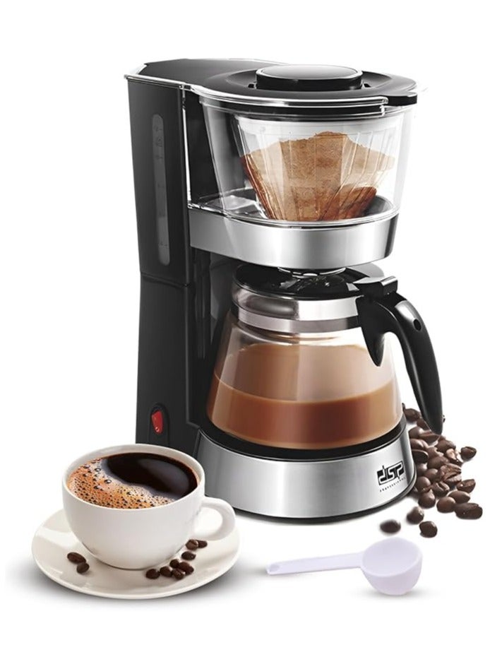 دي اس بي ماكينة صنع القهوة DSP، 12 كوبًا - قوة 800 وات، خزان مياه سعة 1.2 لتر، إبريق زجاجي، لوح تسخين غير لاصق، مفتاح تشغيل/إيقاف مضاء، KA3063 - Image 1