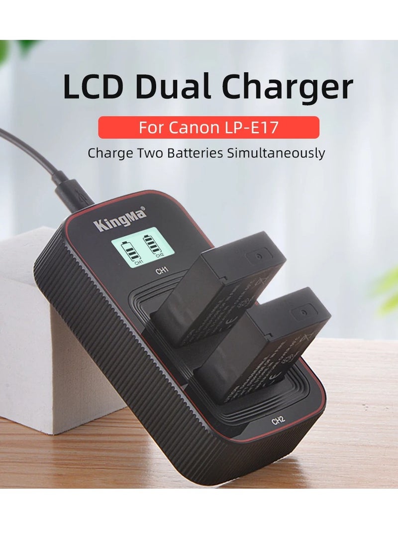 كينج ما حزمة بطاريات وشاحن KingMa LP-E17 تشمل شاحن مزدوج و بطاريتين متوافقة مع كاميرات كانون Canon EOS RP 77D 850D 800D 760D 750D 200D II 200D M5 M6 Mark II M6 M3 - Image 5