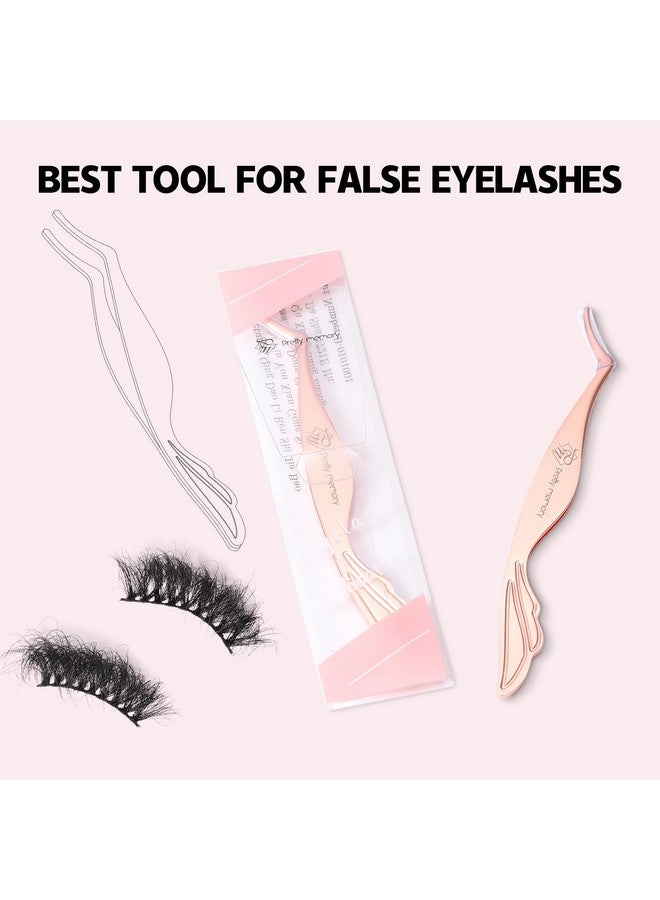 Pretty memory Eyelash Applicator Tool Stainless Steel Lash Tweezers Curved Eyelash Tweezers for Easy Lash Application and Removal, Rose Gold - Image 3