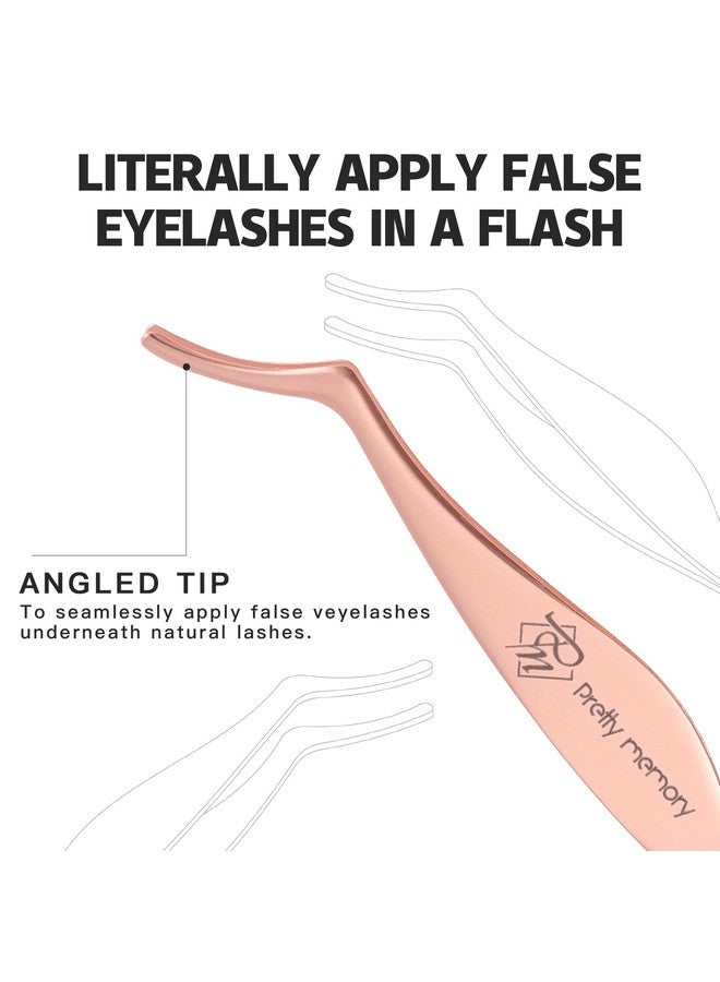 Pretty memory Eyelash Applicator Tool Stainless Steel Lash Tweezers Curved Eyelash Tweezers for Easy Lash Application and Removal, Rose Gold - Image 5