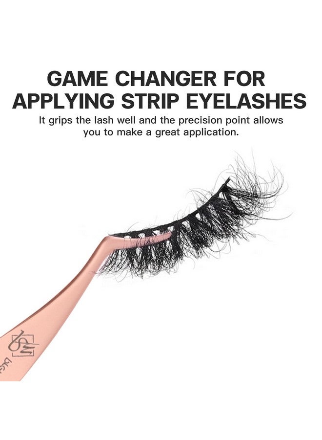 Pretty memory Eyelash Applicator Tool Stainless Steel Lash Tweezers Curved Eyelash Tweezers for Easy Lash Application and Removal, Rose Gold - Image 4