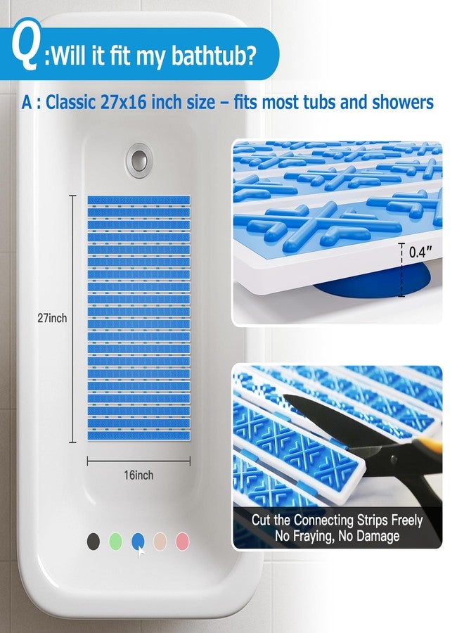 Matace Non Slip Rubber Bathtub & Shower Mat with Suction Cups, Thick Textured Surface, Fast Drain and Upright Drying Design, No Pooling Water for Better Hygiene, 27 x 16 Inch, Navy Blue - Image 4