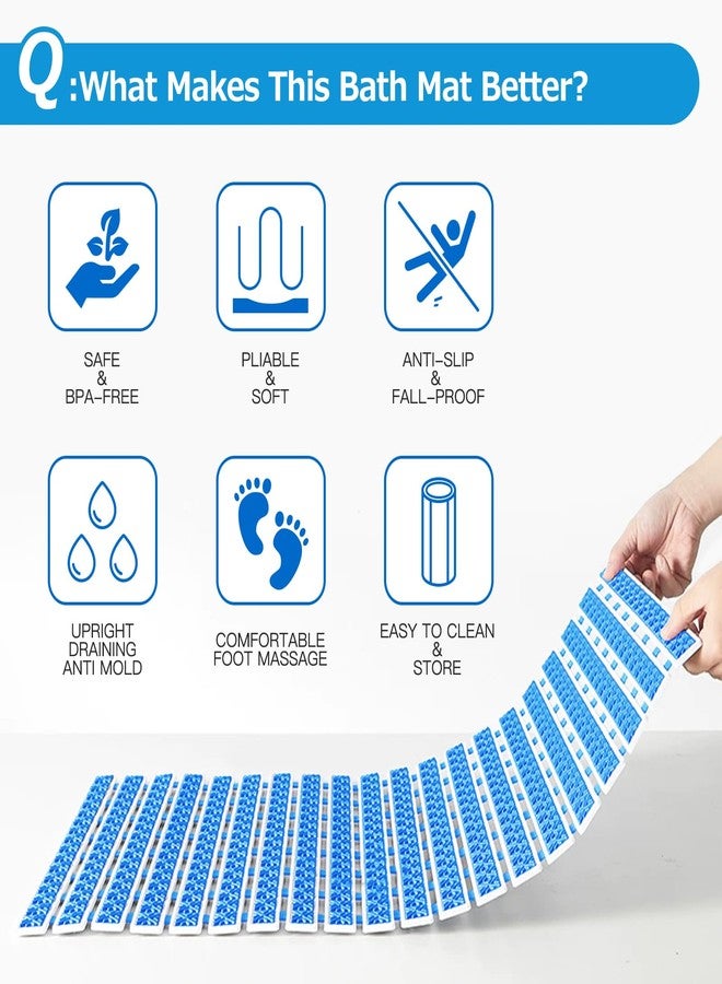 Matace Non Slip Rubber Bathtub & Shower Mat with Suction Cups, Thick Textured Surface, Fast Drain and Upright Drying Design, No Pooling Water for Better Hygiene, 27 x 16 Inch, Navy Blue - Image 2
