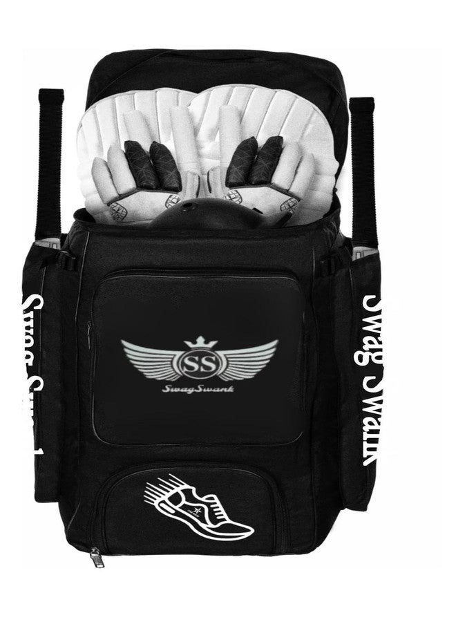 SWAGSWANK Cricket Kit Bag, 2 Bat Pockets, Durable Polyester, Water-Resistant, Adjustable Shoulder Straps (Black Duffel) - Image 1