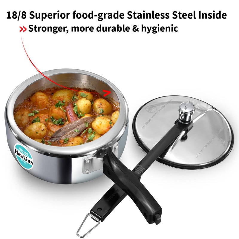 Hawkins 3 Litre Tri-Ply Pressure Cooker Cum Pan, Triply Stainless Steel Inner Lid Cooker, Pan, Silver (Sstpp3) - Image 4