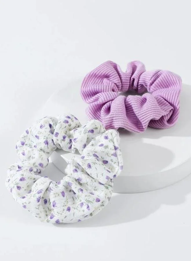 تايك تو Set of 2 - Floral Print Hair Scrunchies