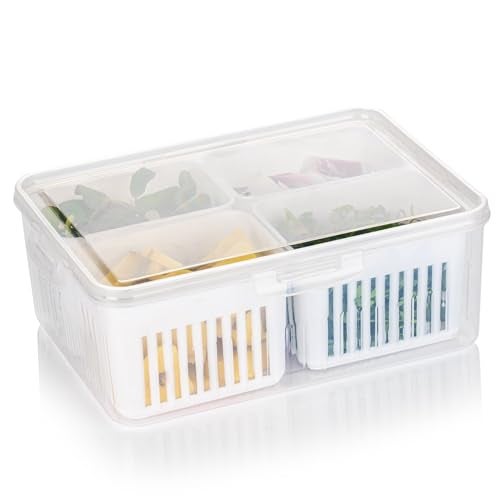 Oblivion fridge storage boxes | fridge container for Kitchen Storage Set | Freezer Storage Containers | fridge organizers storage box set | vegetable storage box for fridge (4- Compartment) - Image 4