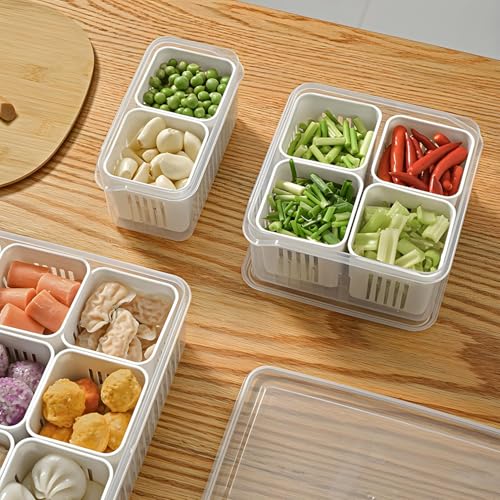 Oblivion fridge storage boxes | fridge container for Kitchen Storage Set | Freezer Storage Containers | fridge organizers storage box set | vegetable storage box for fridge (4- Compartment) - Image 3