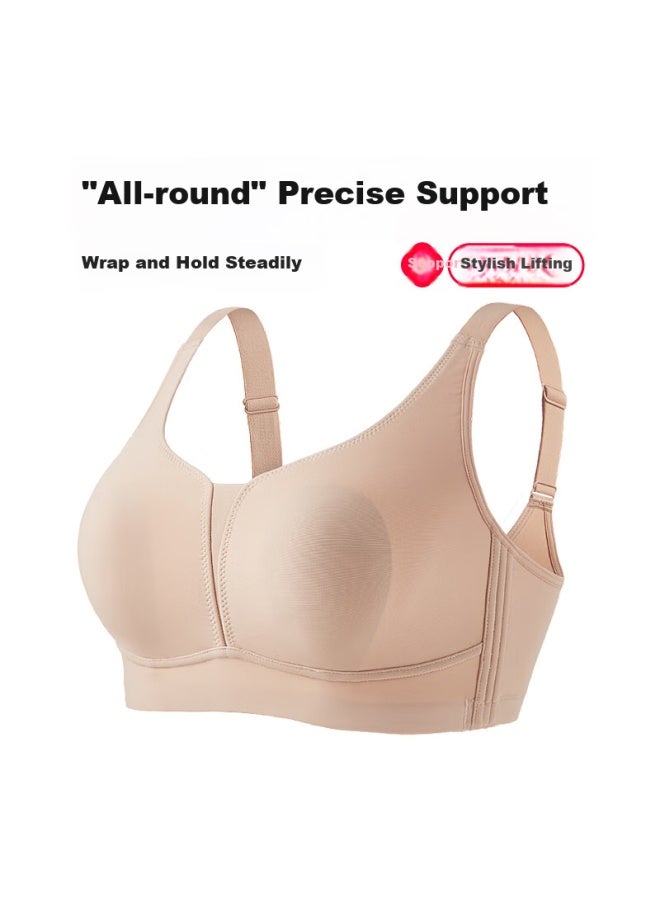 Finseech Lightweight Wireless Bra, Plus Size, Side Support, Seamless Underwear Bra, Nude Skin Color, M