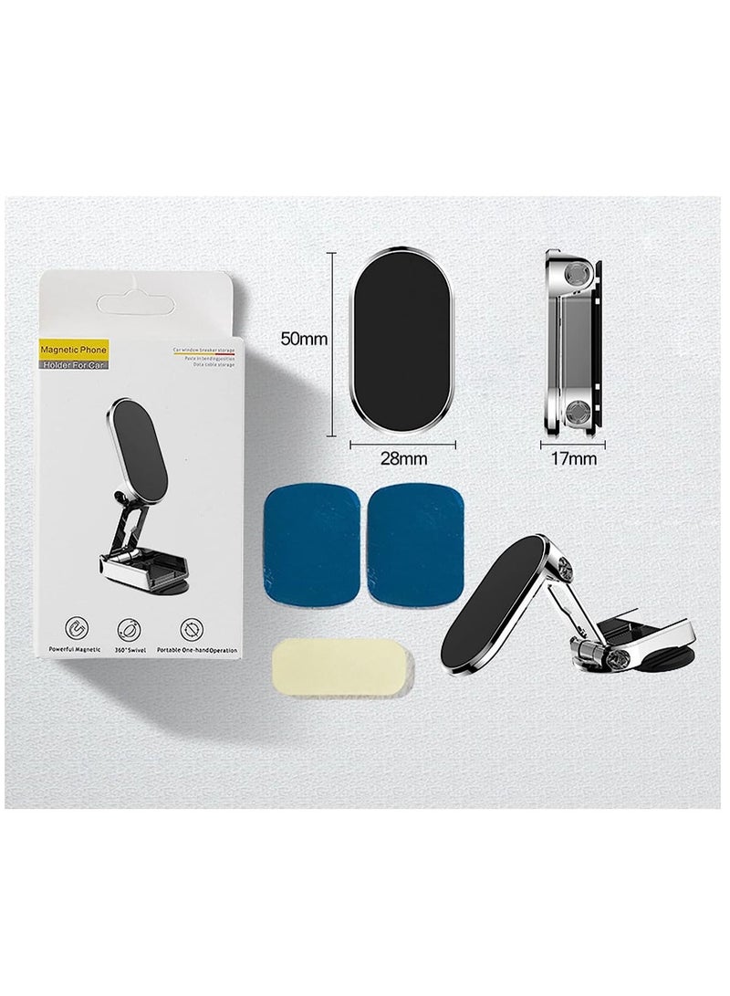 Alloy Folding Magnetic Car Phone Holder, 2023 New Magnetic Phone Holder for Car, 360°Rotation Foldable Magnetic Phone Mount with All Smartphones & Tablets (Black)