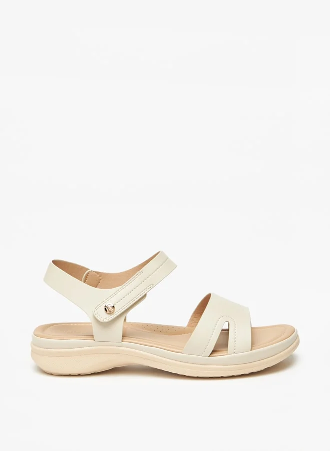 Flora Bella By Shoexpress Solid Flat Sandals with Hook and Loop Closure