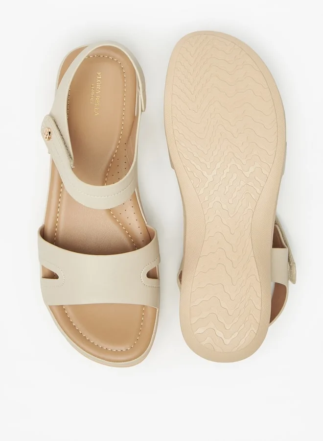 Flora Bella By Shoexpress Solid Flat Sandals with Hook and Loop Closure