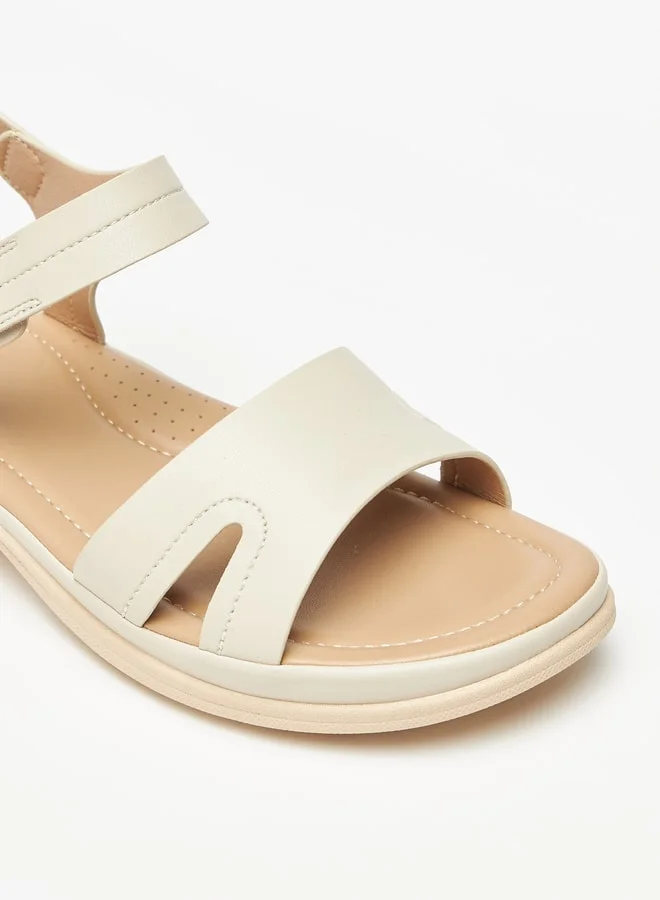 Flora Bella By Shoexpress Solid Flat Sandals with Hook and Loop Closure