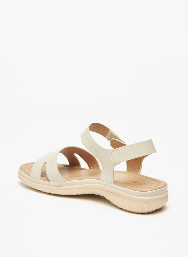 Flora Bella By Shoexpress Solid Flat Sandals with Hook and Loop Closure