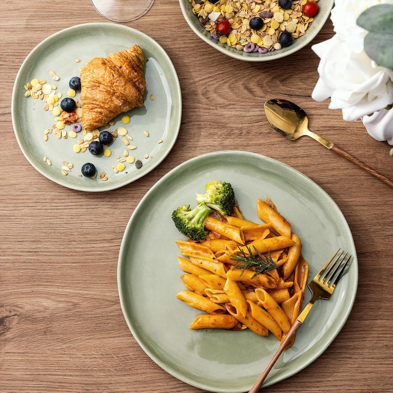 AmorArc Ceramic Dinnerware SetsHandmade Reactive Glaze Stoneware Plates and Bowls SetHighly Chip and Crack Resistant  Dishwasher  Microwave Safe Dishes SetService for 4 12pc - Image 3