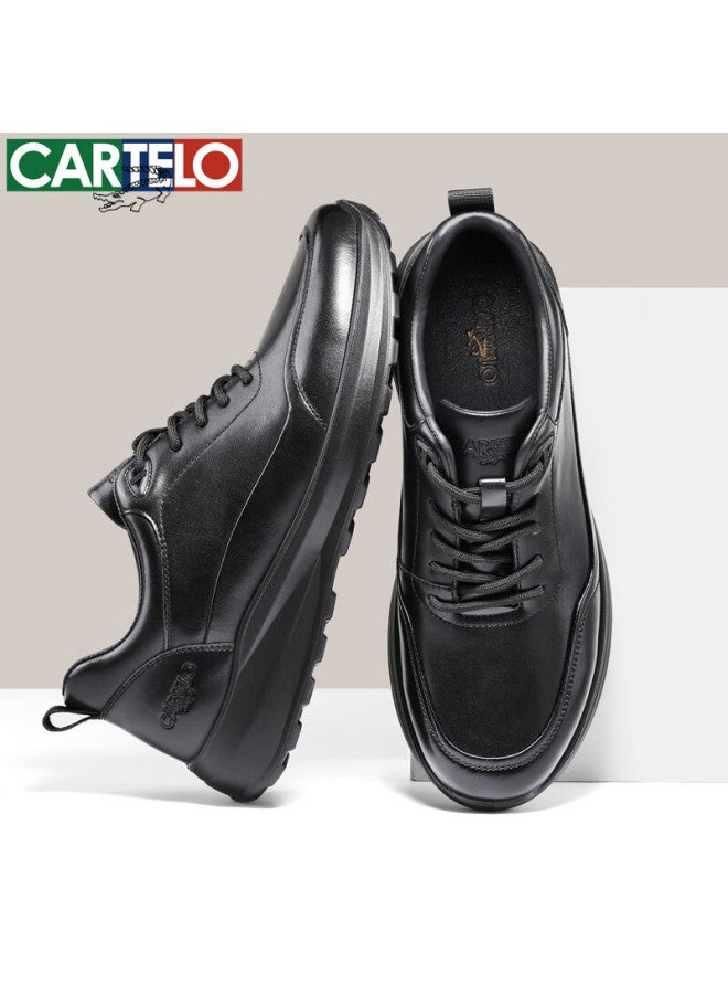 Cartelo Casual Leather Shoes Men Cowhide Spring Autumn Outdoor Business Sports Versatile Dad Shoes 5309 Black 38 - Image 1