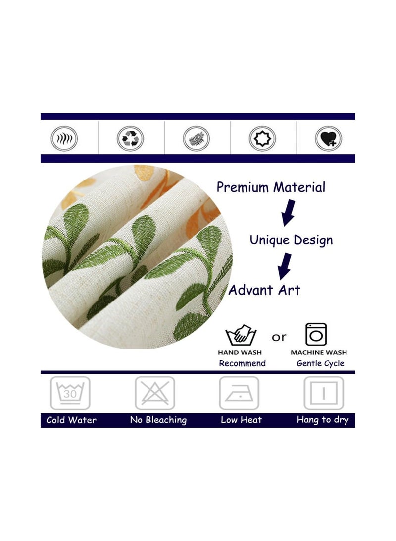 Cuken Rectangular Tablecloth, Embroidery Leaf Pattern Tablecloth, Wrinkle Free Cotton Linen, Table Cover for Dining, Kitchen, Buffet, 140x180 Cm - Image 5