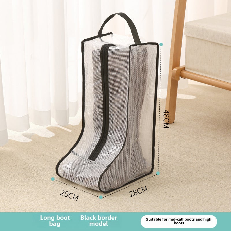 Transparent shoes storage bag travel shoes dust bag household moisture-proof waterproof boots finishing bag storage artifactBlack edge [28*20*48cm]] Black edge [28*20*48cm]] 