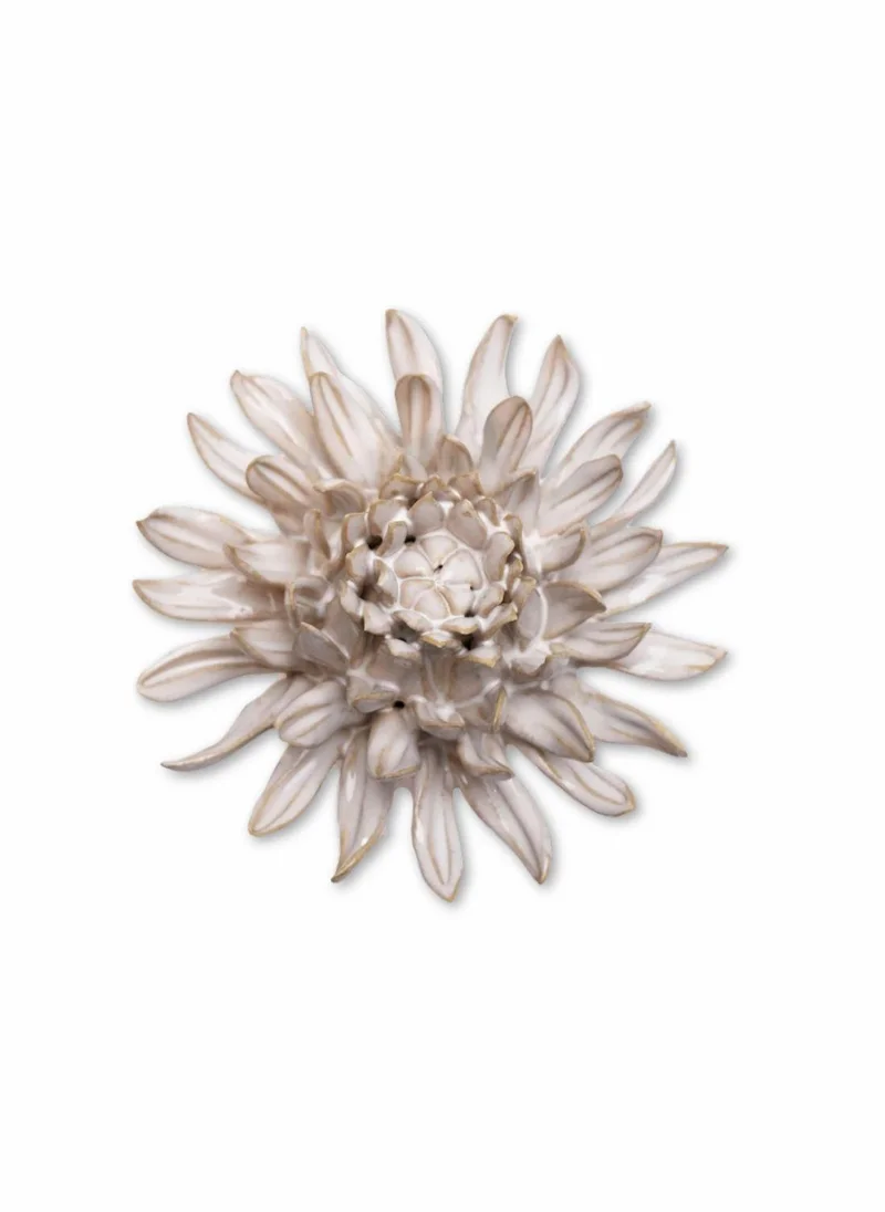 The Saffron Souk Coastal Ceramic Ivory Flower With Keyhole For Wall Hanging