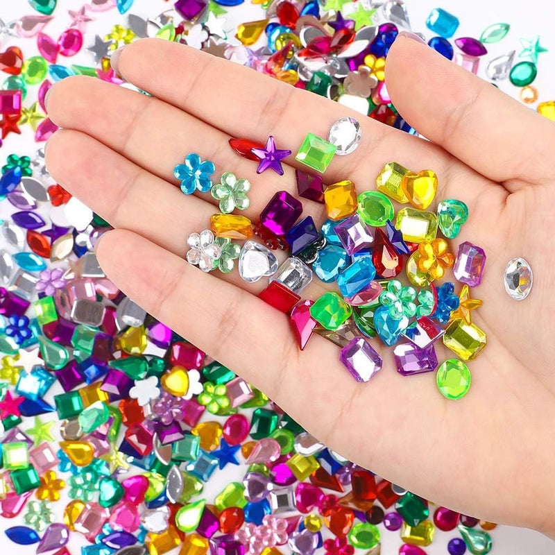 JPSOR 900pcs Gems Jewels for Crafts, Acrylic Flatback Rhinestones for Halloween Pirate Party Decorations, Crafting Embellishments Gemstone (9 Shapes, 6-13mm) - Image 5