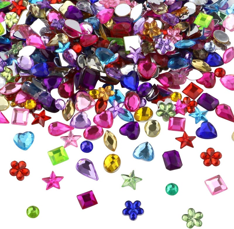 JPSOR 900pcs Gems Jewels for Crafts, Acrylic Flatback Rhinestones for Halloween Pirate Party Decorations, Crafting Embellishments Gemstone (9 Shapes, 6-13mm) - Image 3