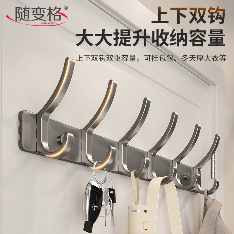 Punch-Free Space Aluminum Coat Hook Bathroom Bathroom Coat Hook Door Rear Hook Hanger Kitchen Strong Adhesive Hook - Image 2