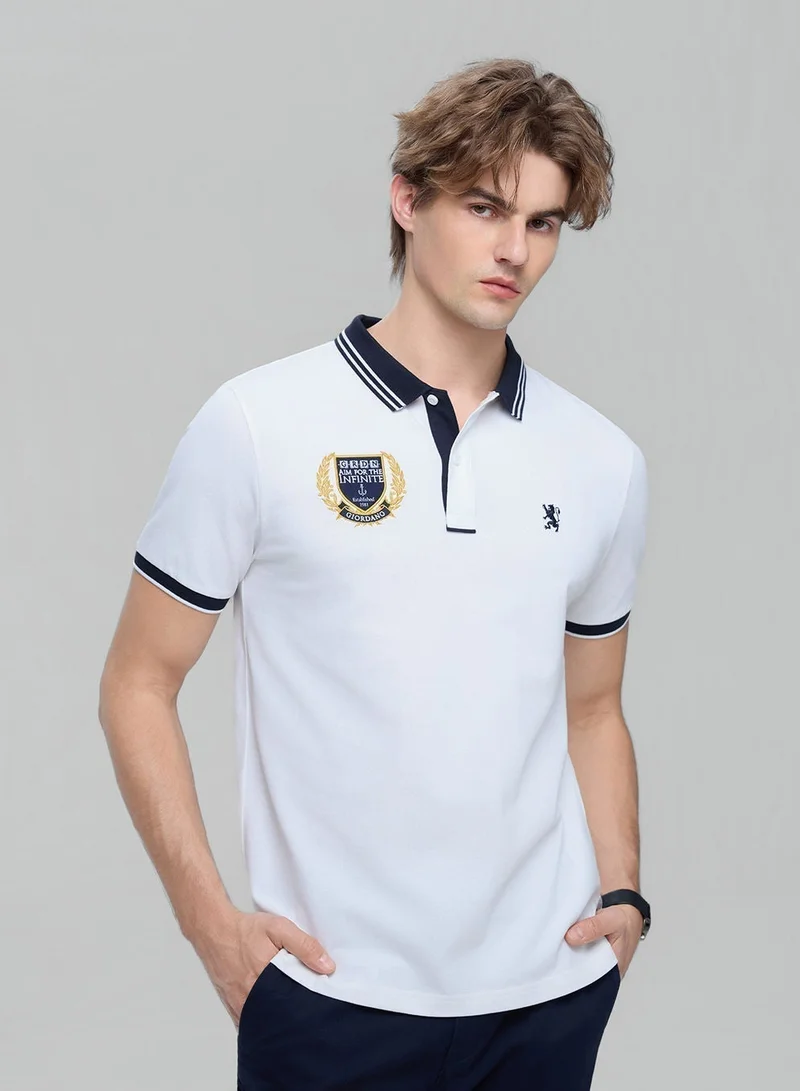 Men's Cotton Slim Fit Polo with Embroidery