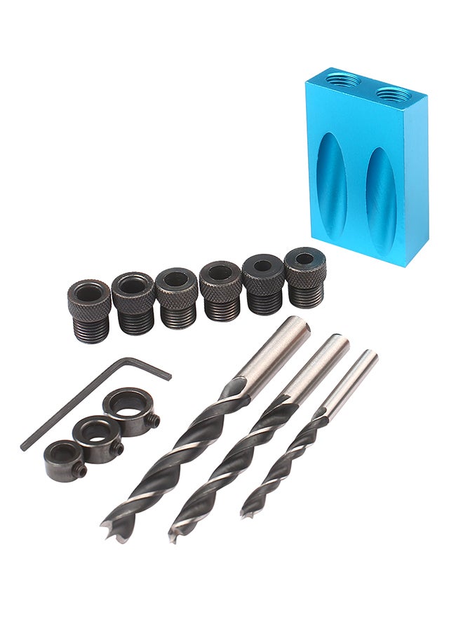 14pcs Woodworking Oblique Hole Locator Set Blue 20.00X2.00X13.00cm - Image 1