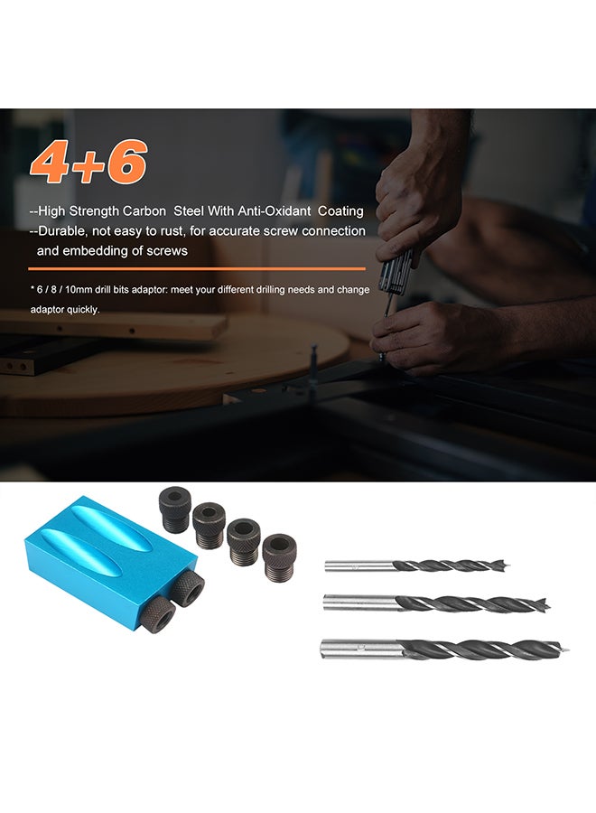 14pcs Woodworking Oblique Hole Locator Set Blue 20.00X2.00X13.00cm - Image 3