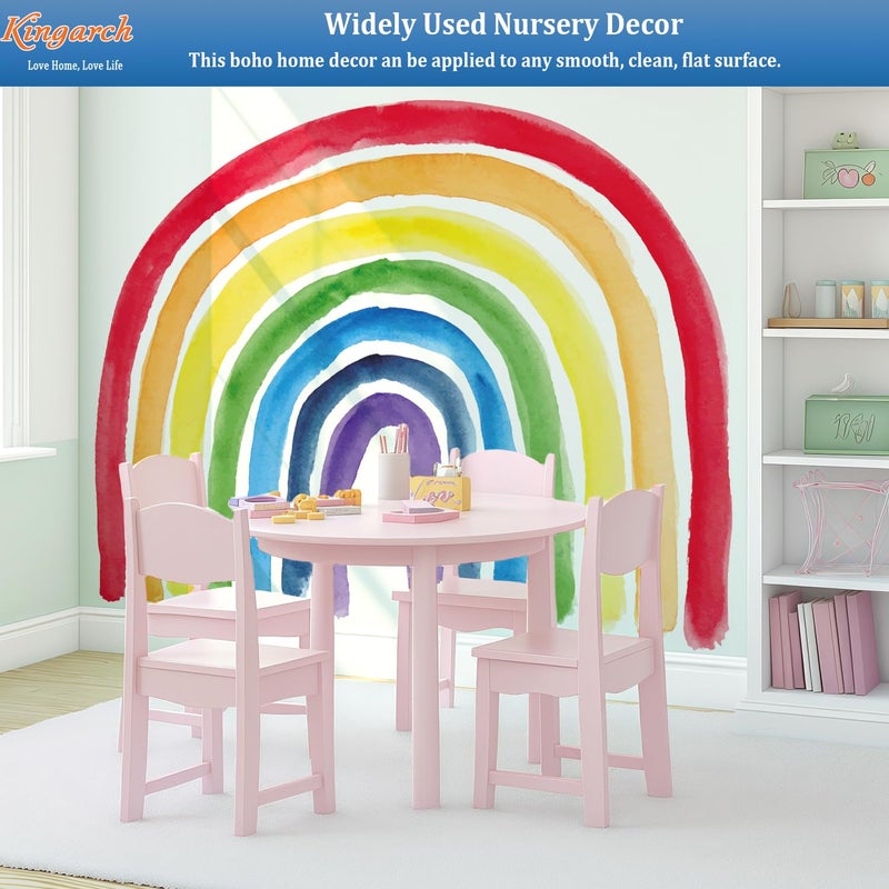 Kingarch Large Boho Rainbow Wall Decals, Colorful Peel and Stick Fabric Nursery Wall Decor, Removable Home Room Wall Decor Murals Stickers for Kids Girls Toddler Bedroom Living Room Playroom - Image 3