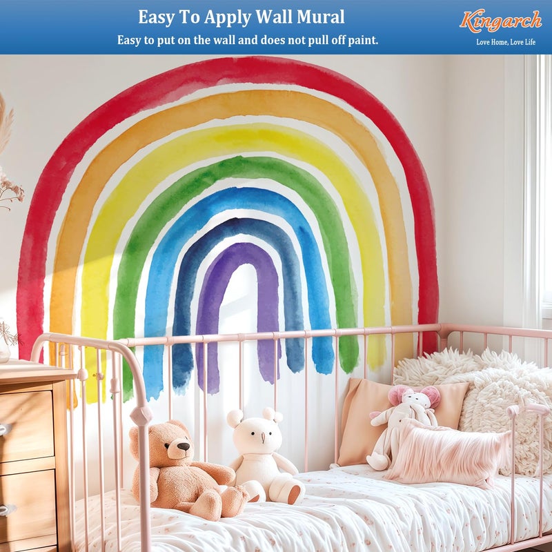 Kingarch Large Boho Rainbow Wall Decals, Colorful Peel and Stick Fabric Nursery Wall Decor, Removable Home Room Wall Decor Murals Stickers for Kids Girls Toddler Bedroom Living Room Playroom - Image 5
