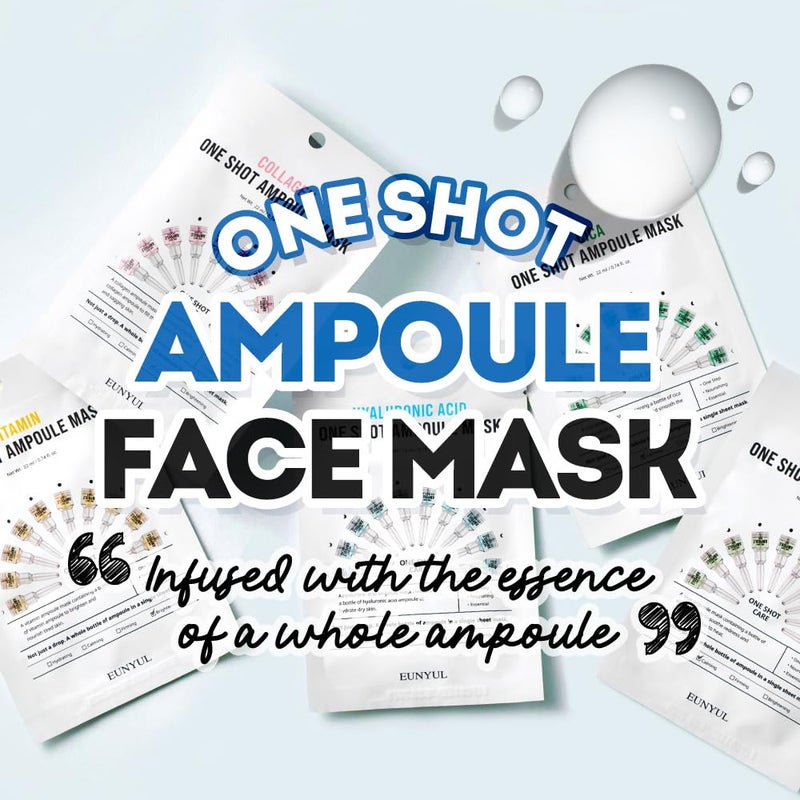 EUNYUL [PACK OF 10] One Shot Ampoule Sheet Mask Pack [5types x 2pcs] Vitamin, Collagen, Cica, Aloe, Hyaluronic Acid face mask beauty - Image 2