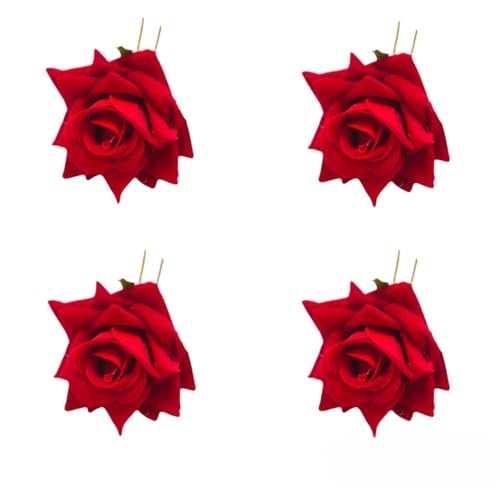 LYF5STAR Handmade PACK OF 4 Red Rose Floral Juda Pin For Women| Elegant Rose Wedding Hair Accessories |Traditional Indian Hair Accessories for Women & Girls |Pack Of 4 - Image 1
