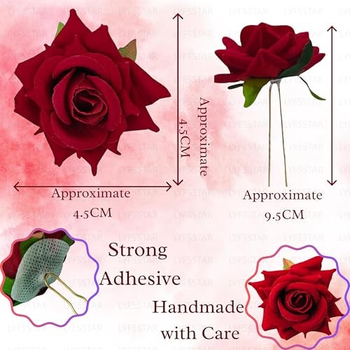 LYF5STAR Handmade PACK OF 4 Red Rose Floral Juda Pin For Women| Elegant Rose Wedding Hair Accessories |Traditional Indian Hair Accessories for Women & Girls |Pack Of 4 - Image 4