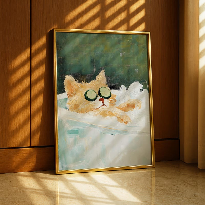 TNESSENTIAL Cat Bathroom Print – Funny Ginger Cat in Bathtub, Cat Print Wall Art, Relaxing Cat Bath Poster, Fun Pet Decor, Cute Cat Lover Gift - Image 2