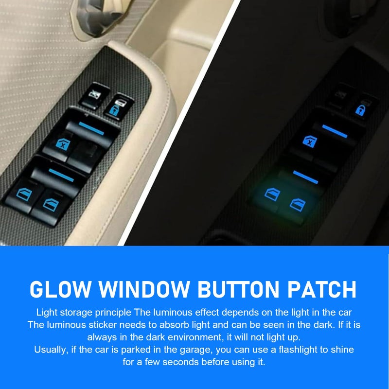 Teybouk Car Control Switch Luminous Sticker, Switch Window Button Sticker, Night Safety Glowing Decals, Universal Accessories for Most Cars (Blue) - Image 5
