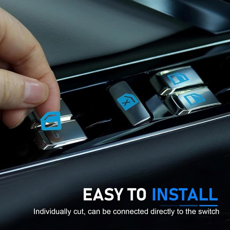 Teybouk Car Control Switch Luminous Sticker, Switch Window Button Sticker, Night Safety Glowing Decals, Universal Accessories for Most Cars (Blue) - Image 4