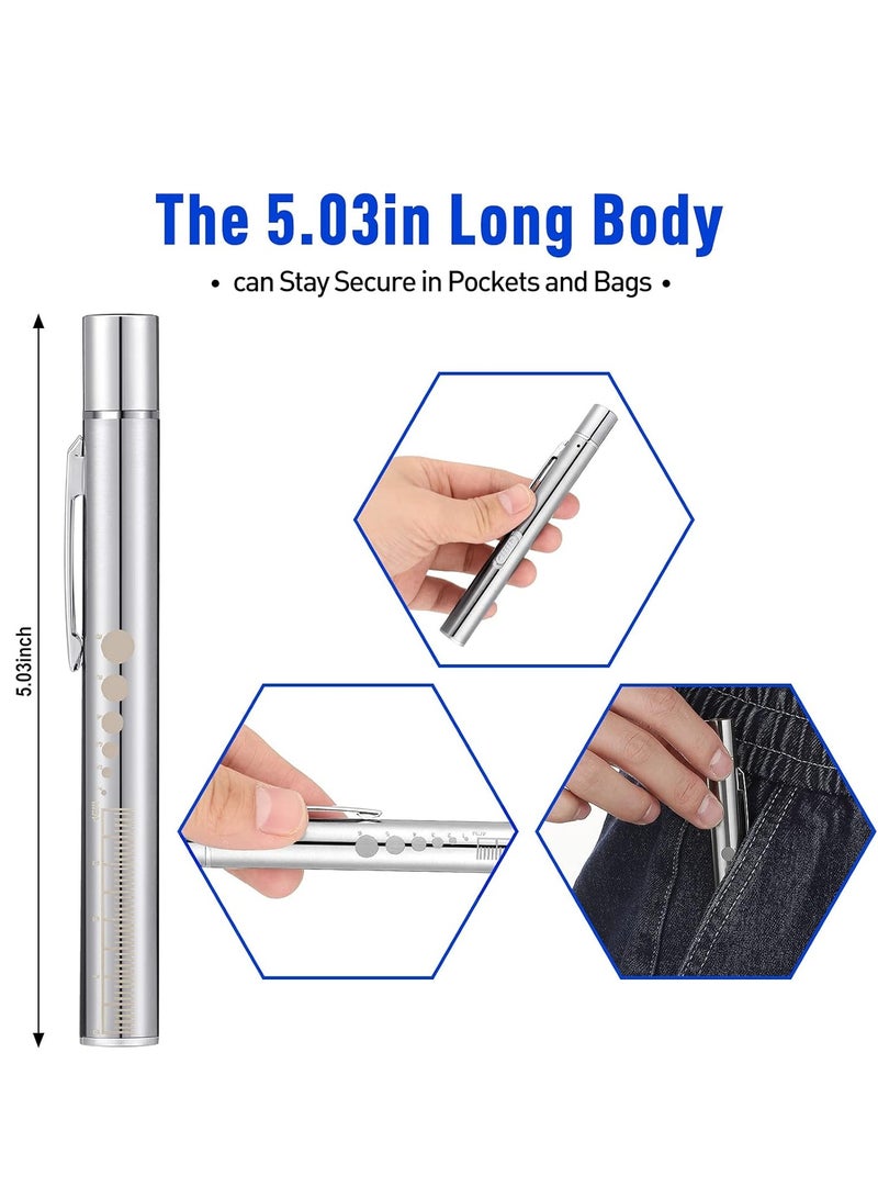 Pen Light, A Reusable LED Pen Light Designed for Students, Doctors, And Nurses, Equipped with Two LED Light Sources, USB Charging, Ultra Warm Light Bulbs, Pocket Clip (Silver, 1 Piece) - Image 4