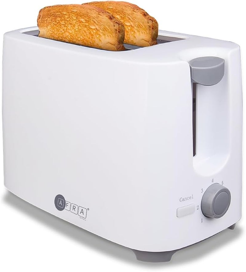 Electric Breakfast Toaster, 700W, 2 Slots, Removable Crumb Tray, Plastic Body, White Finish, AF-100240TOWH, 2 years warranty