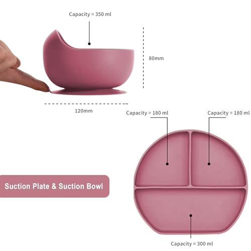 Tony Stark Baby Feeding Set, Silicone Tableware Kit for Baby, Bowl, Fork, Bib, Spoon, Cup & Suction Plates for Baby (Brown) - Image 3