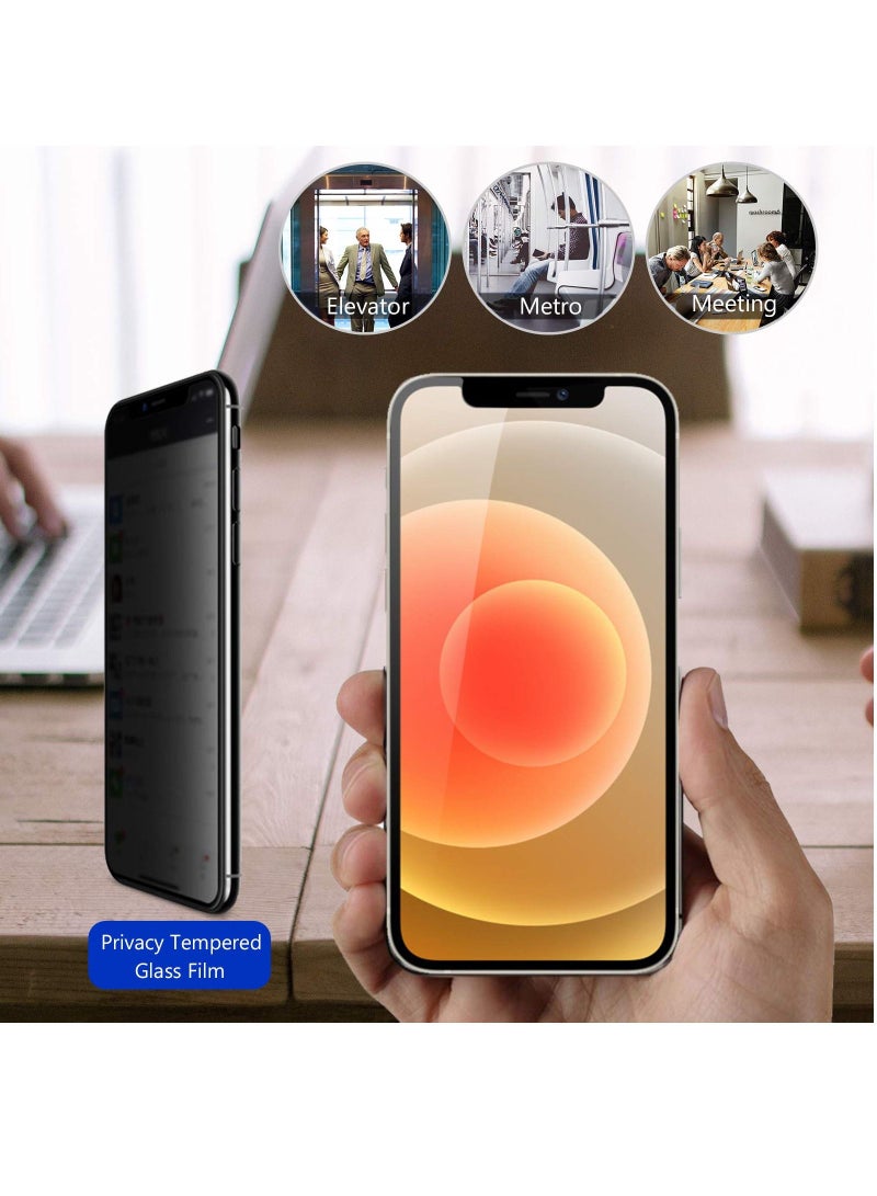 Procases 2 Pack iPhone 12 Pro iPhone 12 6.1 inch 2020 Privacy Screen Protector Anti Spying Dark Tempered Glass Screen Film Guard iPhone 12 Pro 5G Screen Protector - Image 1