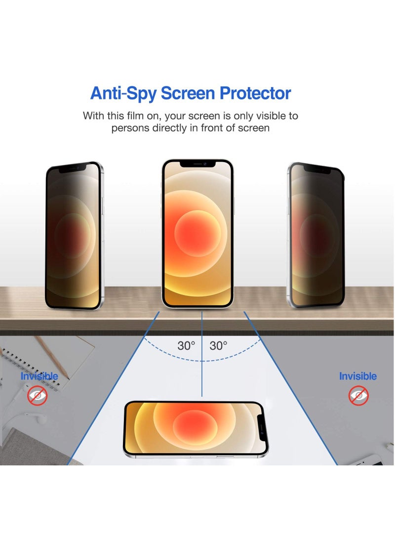 Procases 2 Pack iPhone 12 Pro iPhone 12 6.1 inch 2020 Privacy Screen Protector Anti Spying Dark Tempered Glass Screen Film Guard iPhone 12 Pro 5G Screen Protector - Image 5