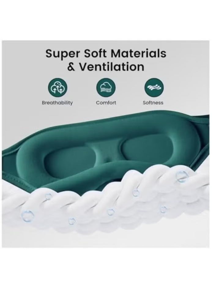 اترجسز قناع النوم للرجال والنساء - قناع النوم المثالي تظليل 3D | 100 ٪ تظليل الأنف تصميم | لينة ومريحة ظلال العيون للسفر واليوغا / نابينج الغطاء - أخضر - Image 4